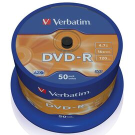  Диск DVD-R Verbatim 4.7Gb 16x Cake Box (50шт) 43548 