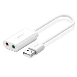  Адаптер UGREEN US205 30143 USB 2.0 External Sound Adapter 15cm White 
