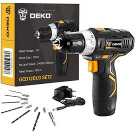  Дрель-шуруповерт Deko GCD12DU3 SET 2 063-4146 FU-Li-Ion аккум. патрон:быстрозажимной 