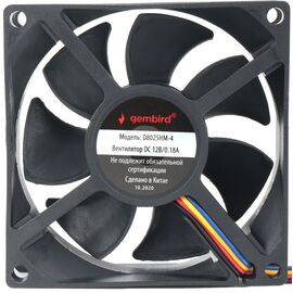  Вентилятор для корпуса Gembird (D8025HM-4) 80x80x25, гидродинамический, 4 pin, провод 30 см 