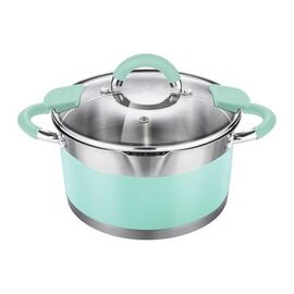  Кастрюля LARA LR02-540 (нерж) mint 16х9см, 1,7л. носик. индукционное дно, крышка с бортом 