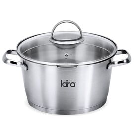  Кастрюля LARA LR02-514 (нерж) bohema 24x13.5см 5.1л, крышка-дуршлаг (3/6мм), носик для слива 