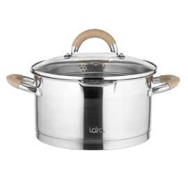  Кастрюля LARA LR02-344 (нерж) серия <Берлин> 5,7л 24x13см капс.дно, шкала, силик.накл, крыш.-дуршлаг 