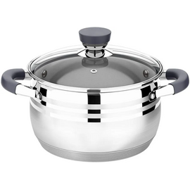  Кастрюля LARA LR02-473 (нерж) серия <MERCURY> 22см, 4.9л, стал.ручки, капсул индук дно, жароп.крышка 