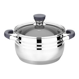  Кастрюля LARA (нерц) серия 24см, 6.5л. стал.ручки. капсул индук дно. жароп.крышка 