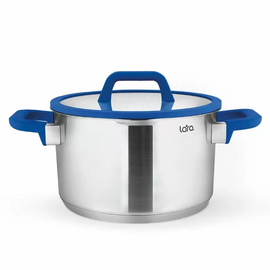  Кастрюля LARA (нерж) Сапфир 18х10см 2.7л, индукц. дно, крышка стекло/силикон. слив.З/бмм 