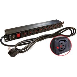  Блок распределения питания Lanmaster TWT-PDU-10A8C3L-3.0 гор.размещ. 8xC13 базовые 10A Schuko 3м 