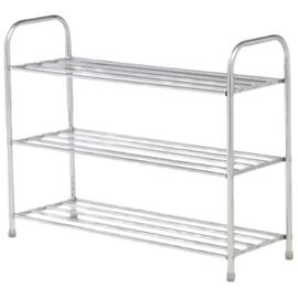  Этажерка для обуви KROFFOS Bruno 890392 трехъярусная, серебро 