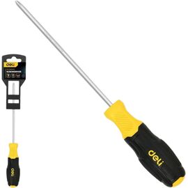  Отвертка крестовая Deli DL638150N PH3x150мм сталь Cr-V, двухкомпонентная прорезиненная рукоять 