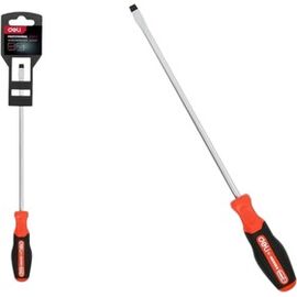  Отвертка шлицевая DELI DL3452 SL8x250мм сталь S2, матовый стержень, двухкомпонентная прорезиненная рукоять 