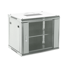  Шкаф коммутационный Rexant 04-0964-111 настенный 9U 600x450мм пер.дв.стекл металл 2 бок.пан. направл.под винты 60кг серый 13.75кг 230град. 368мм IP2 