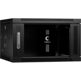  Шкаф коммутационный CABEUS SH-05F-6U60/35-BK настенный, стеклянная передняя дверь, 6U, 600x368x350 мм 