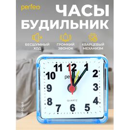  Часы-будильник Perfeo Quartz "PF-TC-001", квадратные 5,5*5,5 см, синие, (Арт. PF_C3088) 