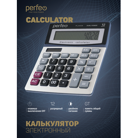  Бухгалтерский калькулятор Perfeo PF_A4028, 12-разр., GT, серебристый 
