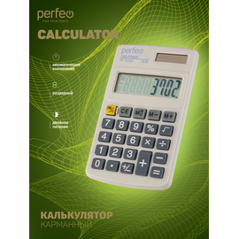  Карманный калькулятор Perfeo  PF_C3702, 8-разр., белый 