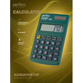  Карманный калькулятор Perfeo  PF_C3703, 8-разр., зелёный 