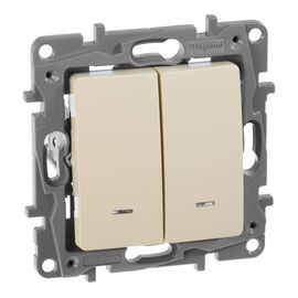  Выключатель Legrand Etika (672304) скрыт. 2кл. с подсветкой IP20 слоновая кость 