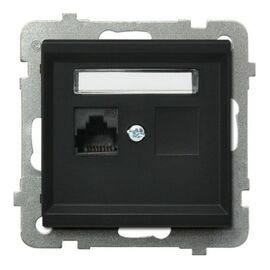  Розетка компьютерная Ospel Sonata (GPK-1R/K/m/33) 1-я, категория 5e, RJ-45, без рамки черный металлик 