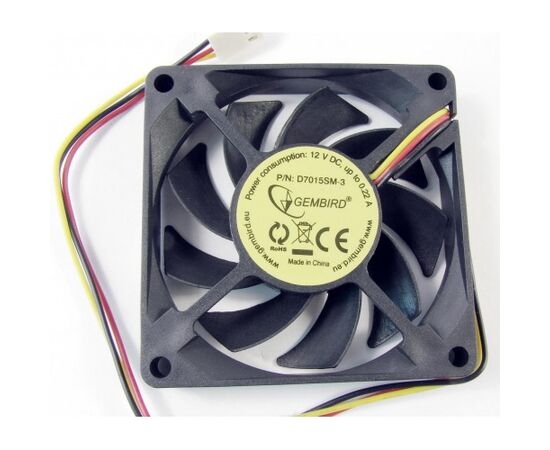  Вентилятор 70 мм Gembird D7015SM-3, 70x70x15, 3 pin, 2100 rpm, провод 25 см 