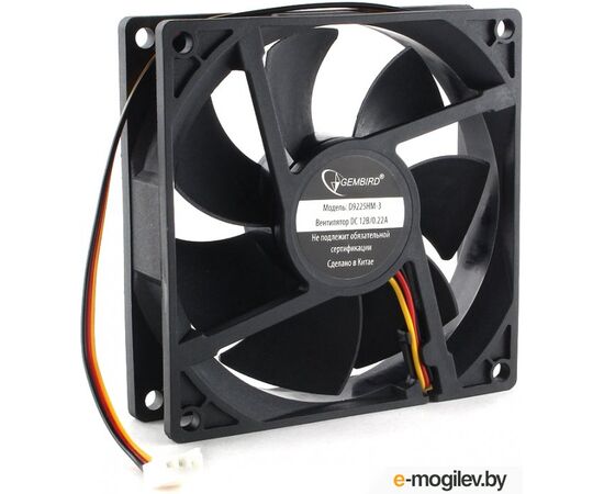  Вентилятор Gembird D9225HM-3 92x92x25, гидродинамический, 3 pin, провод 30 см 