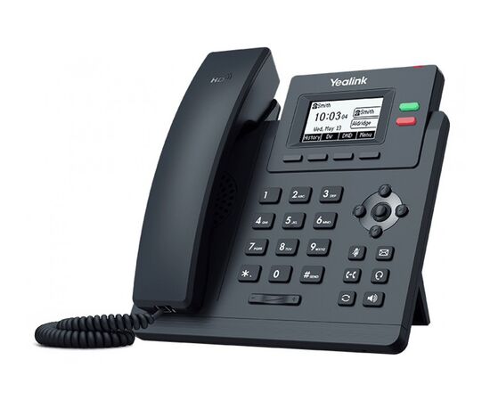  Телефон Yealink SIP-T31P черный, проводной, DHCP, DNS, IP, L2TP, конференц-связь, дисплей, БП в комплекте 