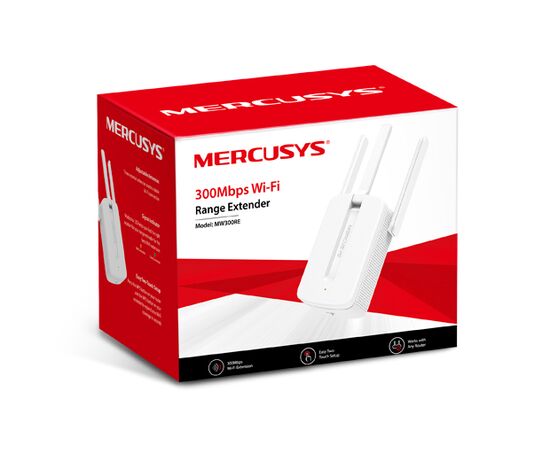  MERCUSYS MW300RE, Wi-Fi Усилитель универсальный, 300Mbps, 2.4GHz, 802.11n/g/b, 2 антенны 5 dBi 