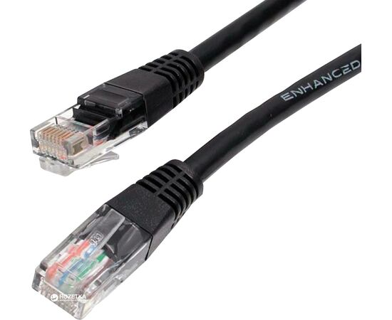  Патч-корд UTP5e, 2 м, литой, многожильный, биметалл CCA, 26AWG, PVC, чёрный CABLEXPERT PP12-2M/BK 