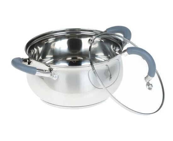  Кастрюля LARA LR02-481 (нерж) серия bell 18x10,5см, 2,6л, капс. инд дно, силик. ручка, стекл. крышка 