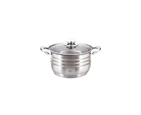  Кастрюля LARA LR02-583 (нерж) серия sonata 24x14,5см <6.5л> капс. индукц. дно, комбо-полировка, крыш 