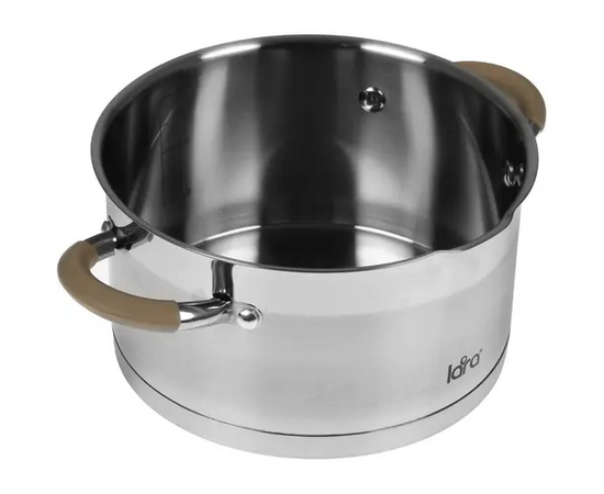  Кастрюля LARA LR02-342 (нерж) серия <Берлин> 3,1л 20x11см капс.дно, шкала, силик.накл, крыш.-дуршлаг 