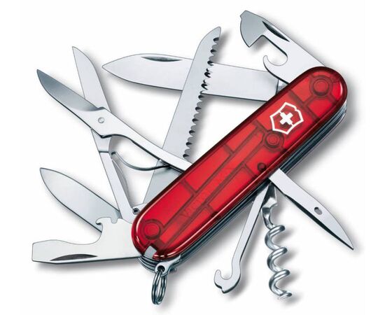  Нож перочинный Victorinox Huntsman (1.3713.T) 91мм 15функций красный полупрозрачный карт.коробка 