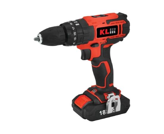 Шуруповерт ударный аккумуляторный KLECO KE18DM-20DB 18В, Li-ion-2шт, 2 Ач, 30Нм, З/У, биты 32шт, сверла 9шт дерево/металл, кейс 