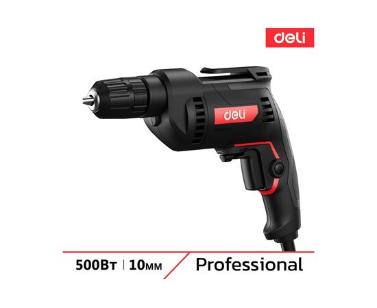  Дрель-шуруповерт Deli DE-DZ10-1E (500Вт, 10мм, 3300об/мин, картон) 