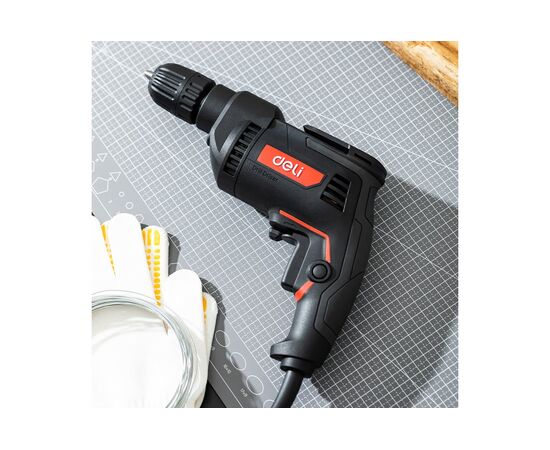  Дрель-шуруповерт Deli DE-DZ10-1E (500Вт, 10мм, 3300об/мин, картон) 