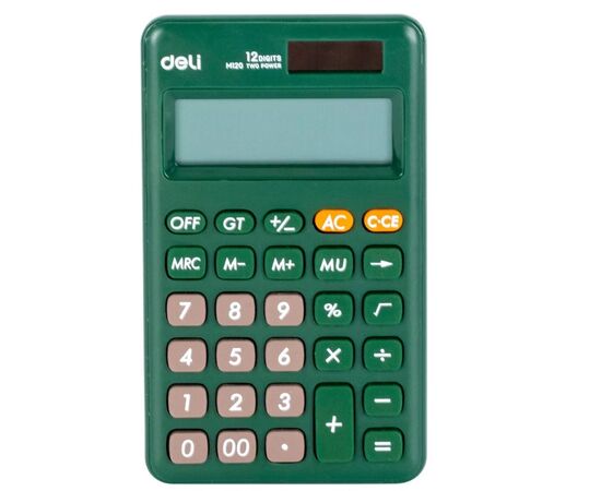  Калькулятор карманный Deli EM120GREEN зеленый 12-разр. 