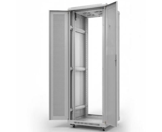  Шкаф коммутационный Rexant 04-3266-211 напольный 32U 600x600мм пер.дв.стекл металл 2 бок.пан. направл.под винты 800кг серый 67кг 230град. 1609мм IP2 