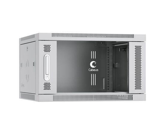  Шкаф коммутационный CABEUS SH-05F-6U60/45 настенный, стеклянная передняя дверь, 6U, 600x368x450 мм 