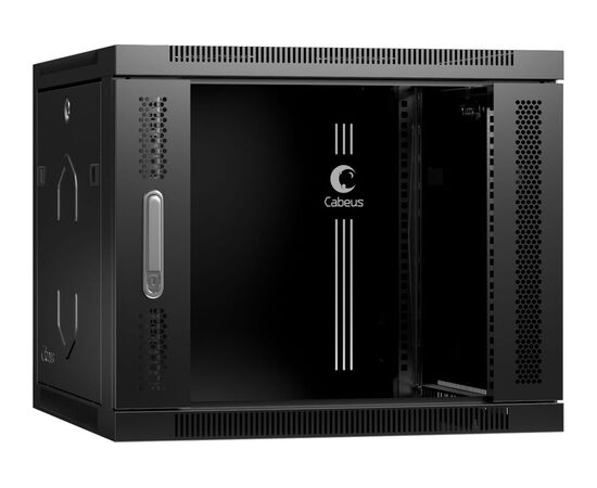  Шкаф коммутационный CABEUS SH-05F-9U60/35-BK настенный, стеклянная передняя дверь, 9U, 600x501x350 мм 