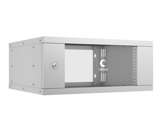  Шкаф коммутационный CABEUS WSC-05D-4U55/45 настенный, стеклянная передняя дверь, 4U, 550x230x450 мм 