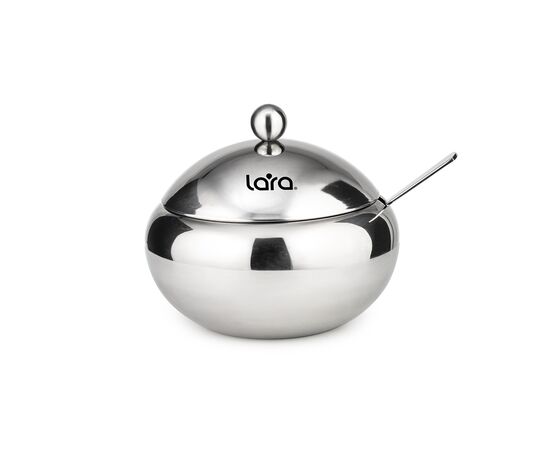  Сахарница LARA LR08-36SS с ложкой 560мл, сталь, крышка из полированной стали 